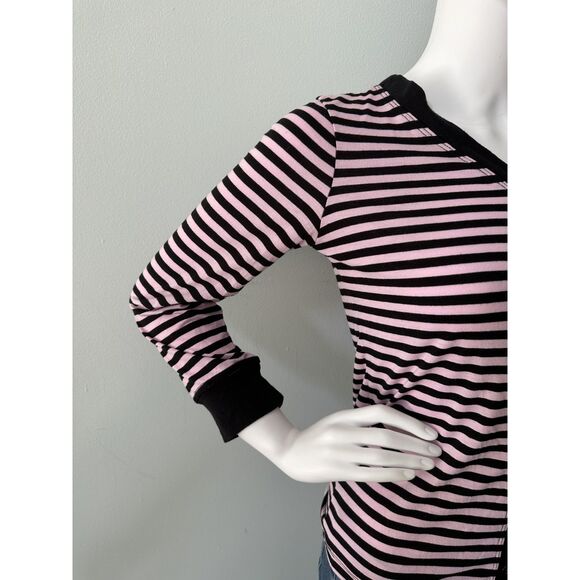 Pink & Black Striped Button-Up Cardigan with Embroidered Horse Graphic size S - Picture 5 of 7